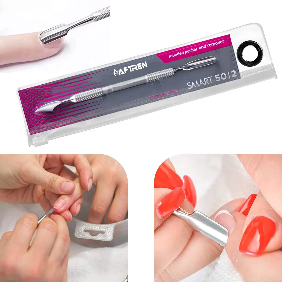 Set da 2 pezzi per la cura delle unghie Tronchesini per cuticole professionali in acciaio inossidabile con doppio kit spatola per unghie Pusher per manicure e pedicure