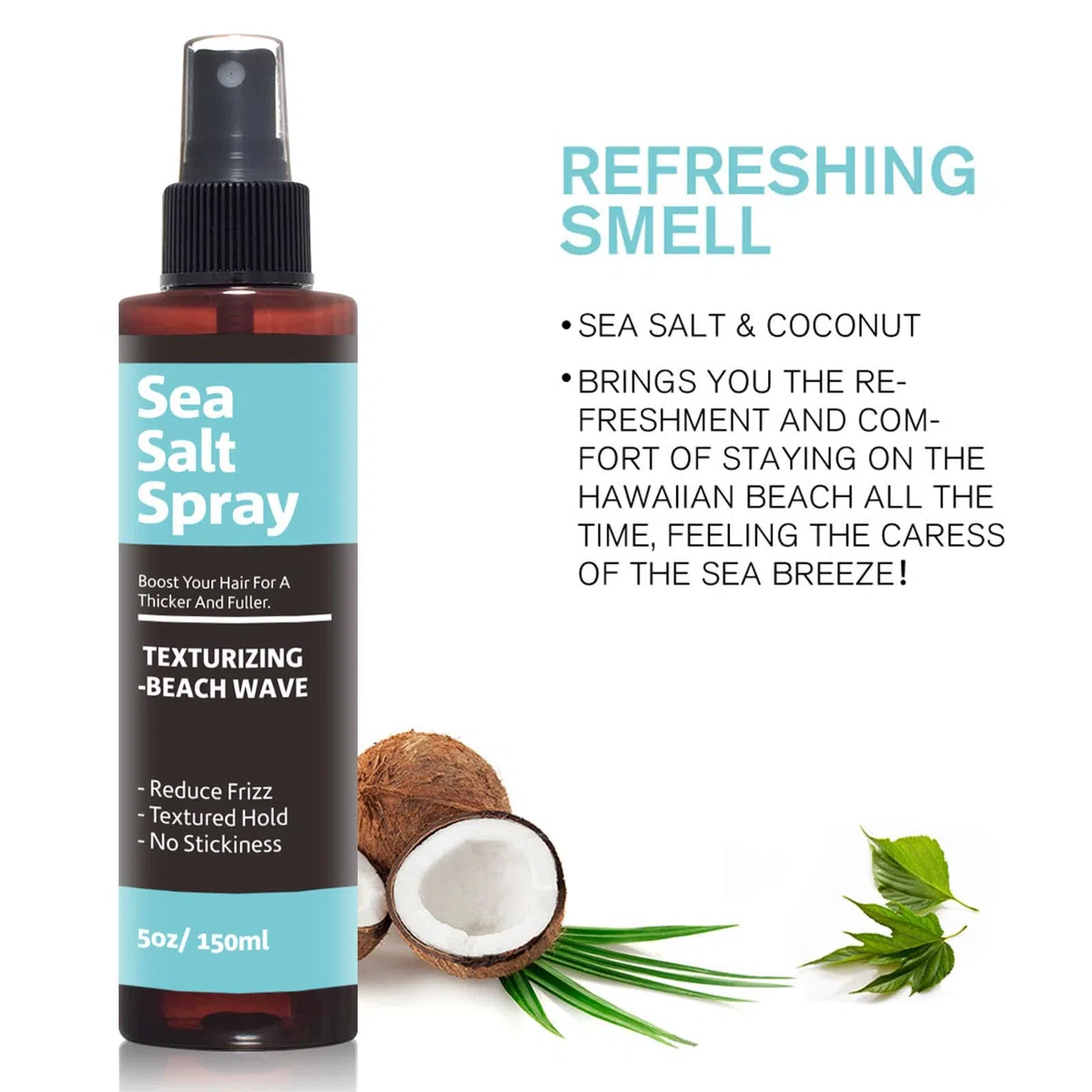 Spray al Sale Marino 150ml, Spruzzo al Sale Marino per Capelli, Sea Salt Spray, Volumizzante per Aggiungere Volume e Texture - Spray Texturizzante - Unisex