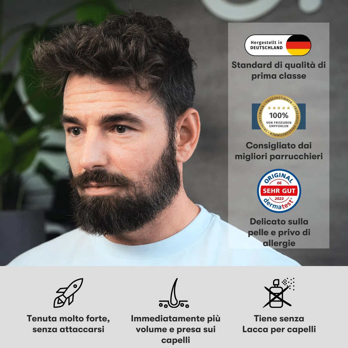 O.C. HAIRCARE Cera Matt Volumizzante – Cera per capelli con forte volume per uomini - 30 giorni di prova senza rischi - texture opaca, lucentezza sana e forte tenuta - non appiccica - ideale per