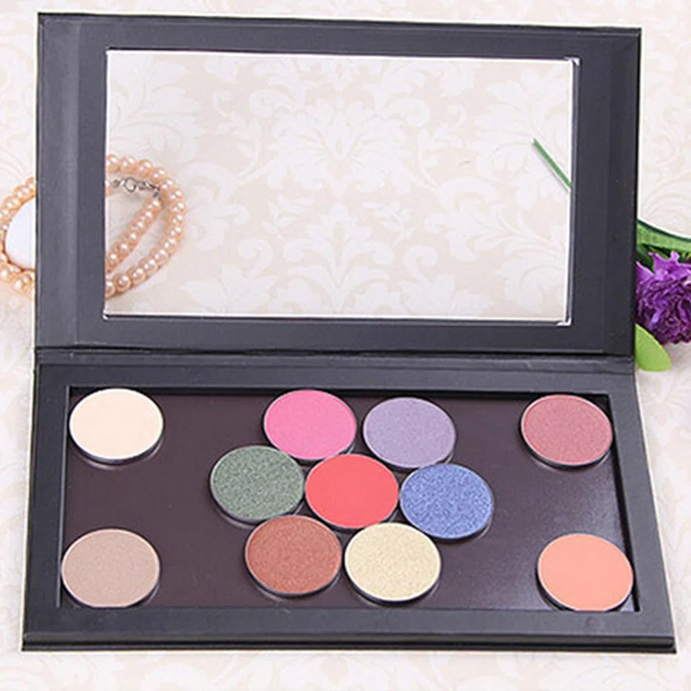 Coosei Palette di Trucco Magnetica per Ombretto, Palette Vuota di Ombretti Magnetici a Strato Singolo, Palette di Trucco Grande Nera con Finestra Trasparente