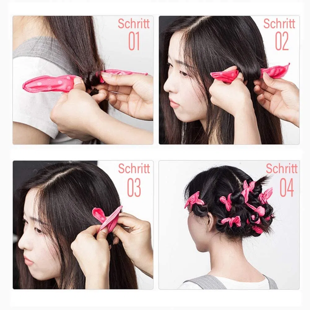 Bigodini premium per capelli lunghi e corti per dormire durante la notte per ricci grandi e piccoli senza calore, rulli di volume morbido per belle onde senza calore