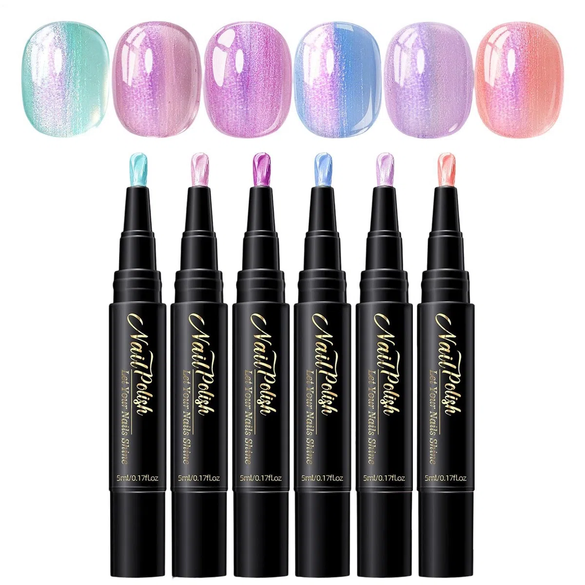 Penna per unghie, polarizzata, a base d'acqua, lucida, senza lampada, per fai da te, manicure, disegno, asciugatura rapida, accessorio di bellezza alla