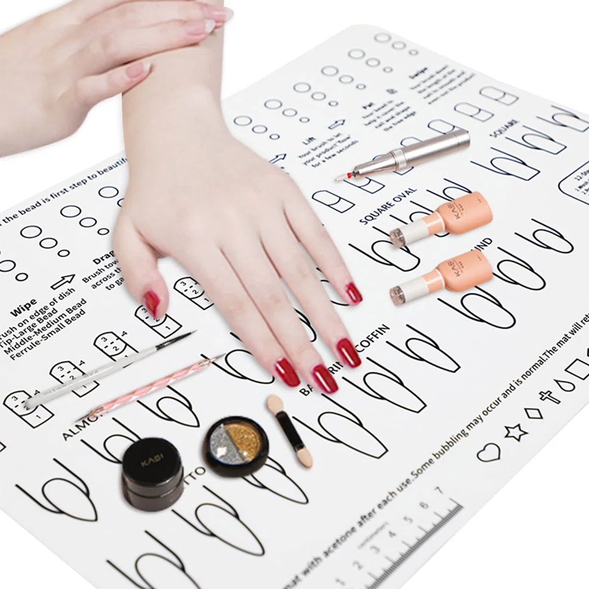 1pz Tappetino in Acrilico per Allenamento per Unghie, Tappetino per Manicure, Pieghevole, Lavabile, per Tavolo, per la Pratica dell'applicazione di Strumenti per Manicure (U72-1)