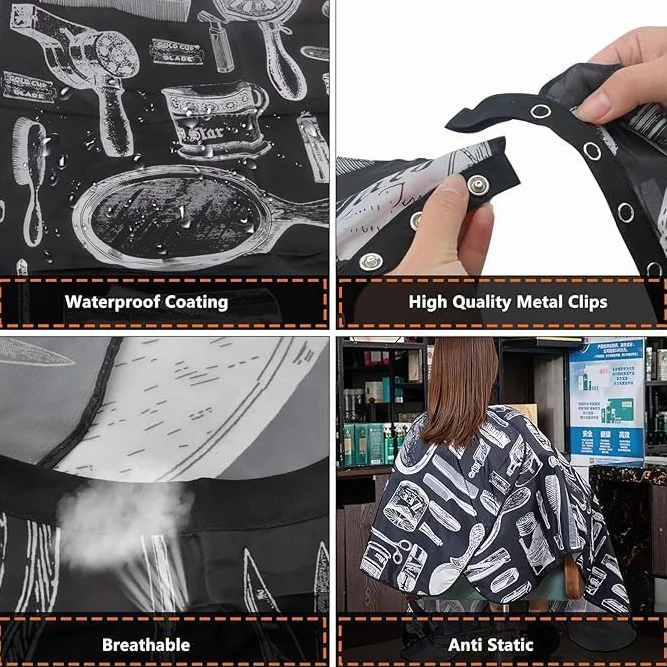 Mantella Parrucchiere e Barbiere Collo Spazzola Set Con Sacchetto per La Conservazione Mantello Nero per Telo Barba o Domicilio e Parrucchieri Professionisti Resistente Morbido Impermeabile