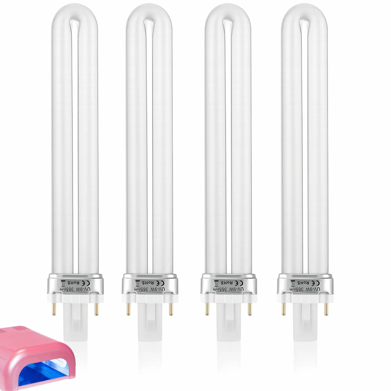 4 lampadine di ricambio per asciugatrice per unghie, 9 W, 365 NM, tipo elettronico, lampade UV per unghie in gel, luce a U V per unghie fai da te