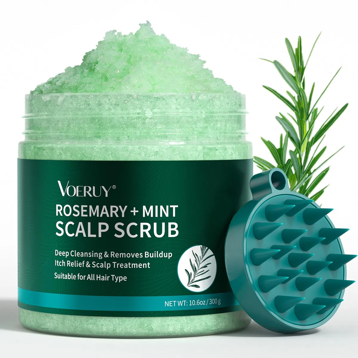 Scrub del cuoio capelluto, shampoo scrub del cuoio capelluto al rosmarino, trattamento 2 in 1 del cuoio capelluto con olio di menta, trattamento per capelli per chiarire e rimuovere i depositi con