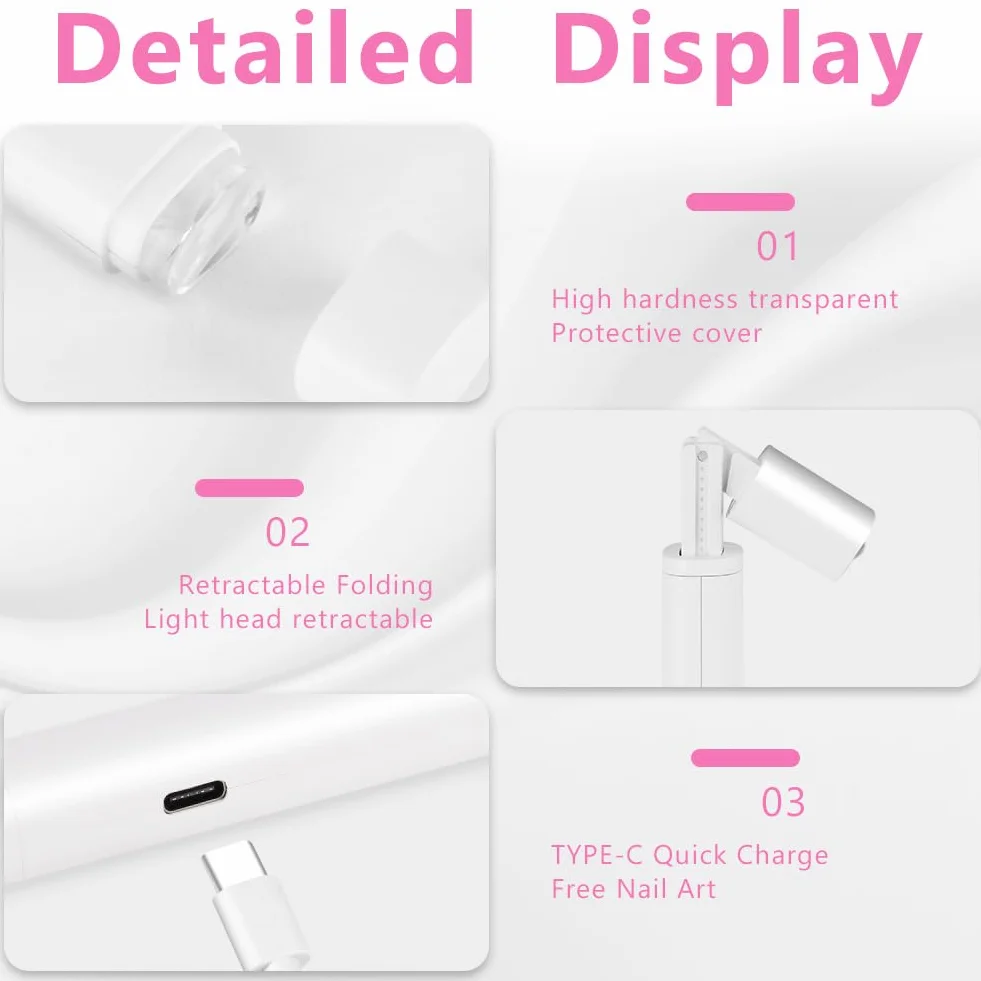 LOPHE Mini Lampada UV LED Unghie, Mini Lampada per Unghie UV LED con Supporto, Lampada Unghie Portatile USB con Display Digitale, Lampade UV per Smalti Gel, DIY, Salone di Casa(Piazza-Bianco)