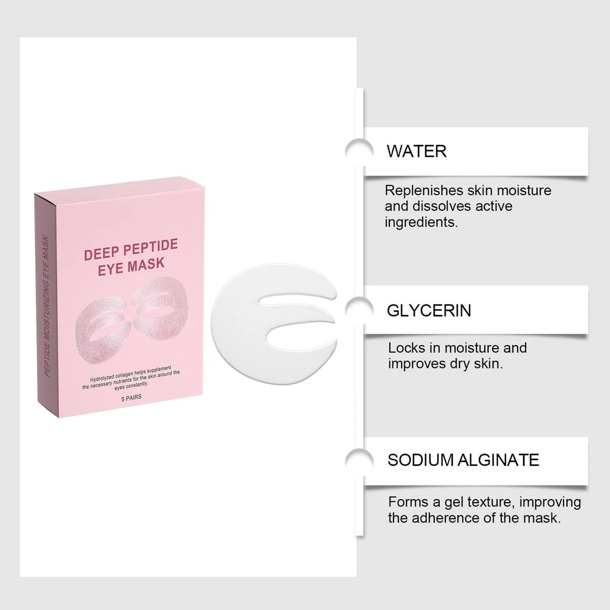 Cuscinetti per gli occhi, idratanti, lenitivi e rassodanti, 5 paia di cuscinetti per occhi da donna contro il gonfiore, per pelli mature, sensibili, secche, grasse, quotidiane, a casa, in viaggio, spa