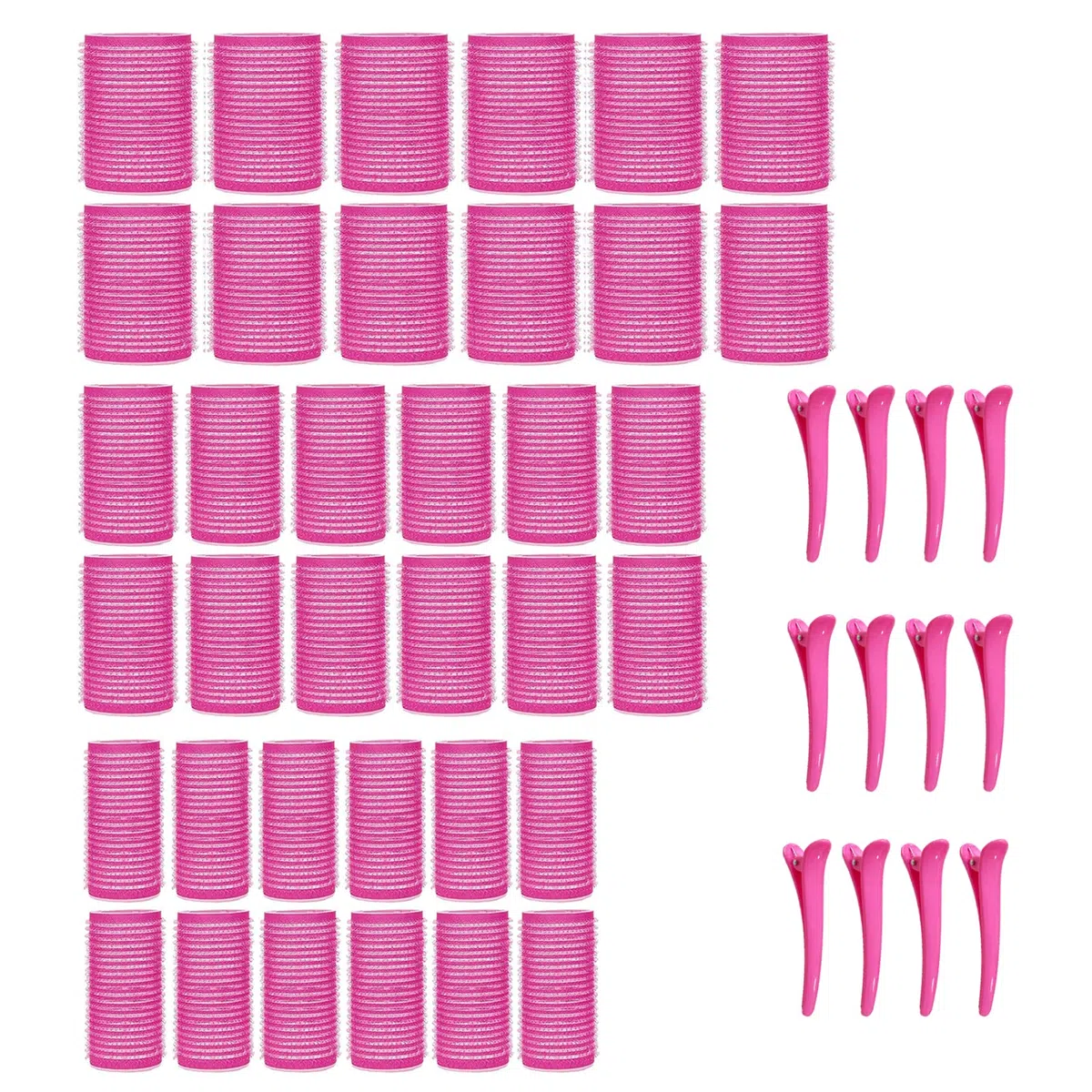KEYRI Set di 48 bigodini Jumbo grande, autoadesivo, con fermaglio per capelli, ricci fai da te, senza calore, per parrucchieri lunghi e medi (rosa, 3 misure)