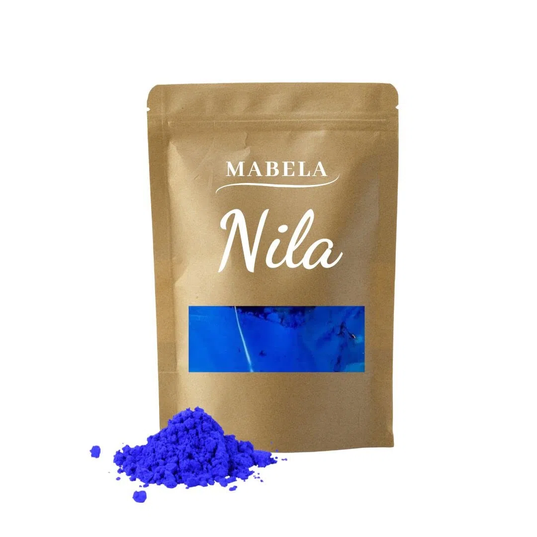 MABELA Polvere di Nila Blu Marocco Originale - Pigmento naturale per capelli e pelle, schiarente e naturale al 100%, ideale per la cura dei capelli e del viso, 50 g