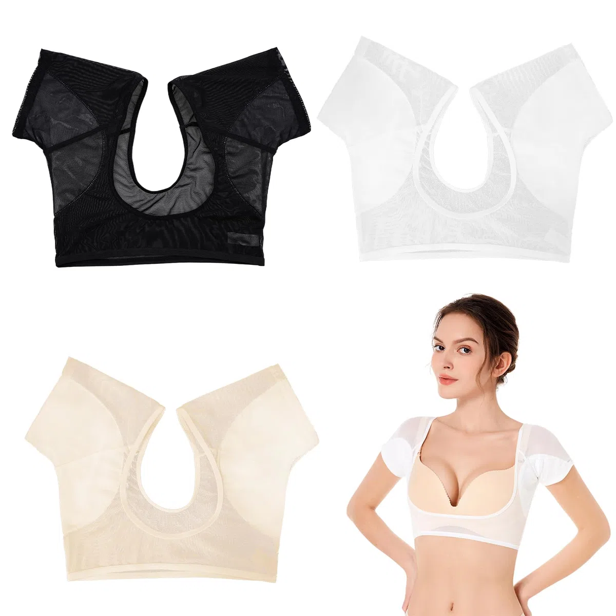 3 Pezzi Ascella Scudo Ascella Pads, Gilet Ascella Protezione Sudore Tamponi Sudore Cuscinetti per Ascelle Tamponi Antitraspirante Riutilizzabili, Protezioni sotto Le Ascelle per Donna (L)