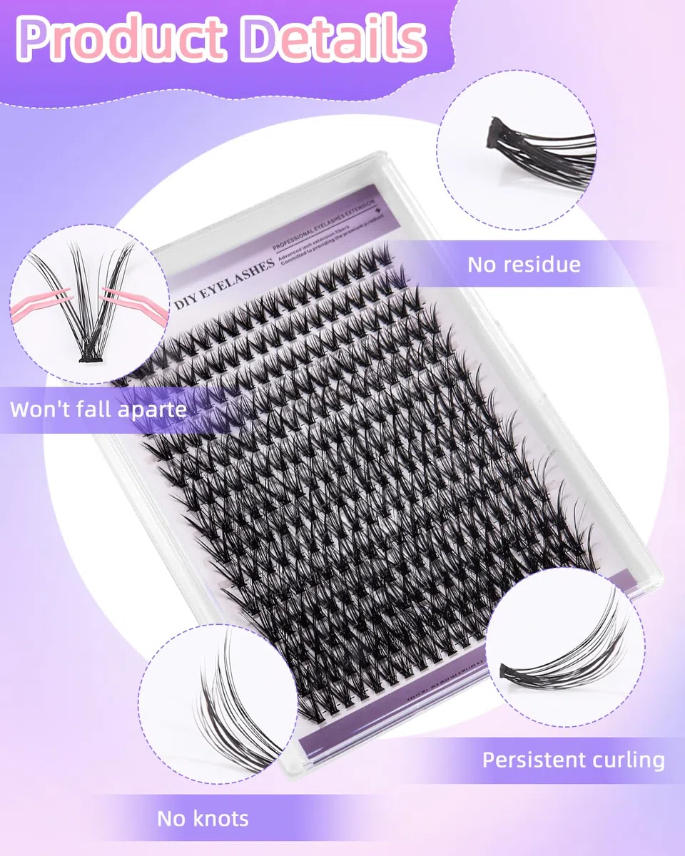 280 Pezzi Ciuffetti Ciglia Finte Kit di Estensioni Ciglia, Ciglia Finte Cluster, Lash Extension Kit con Colla e Pinzette, Individuale Lashes Kit per Uso Personale e Domestico (30D Curl 8-16mm)