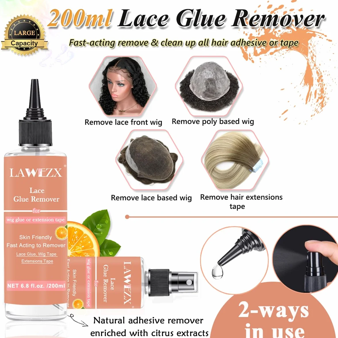 200ml Depolimeratore Rimuovi Extension Biadesive Spray, Solvente Stacca Extension per Nastro con Profumo di Agrumi, Wig Glue Remover per Parrucche in Pizzo, Nastro nelle Estensioni e Toupee