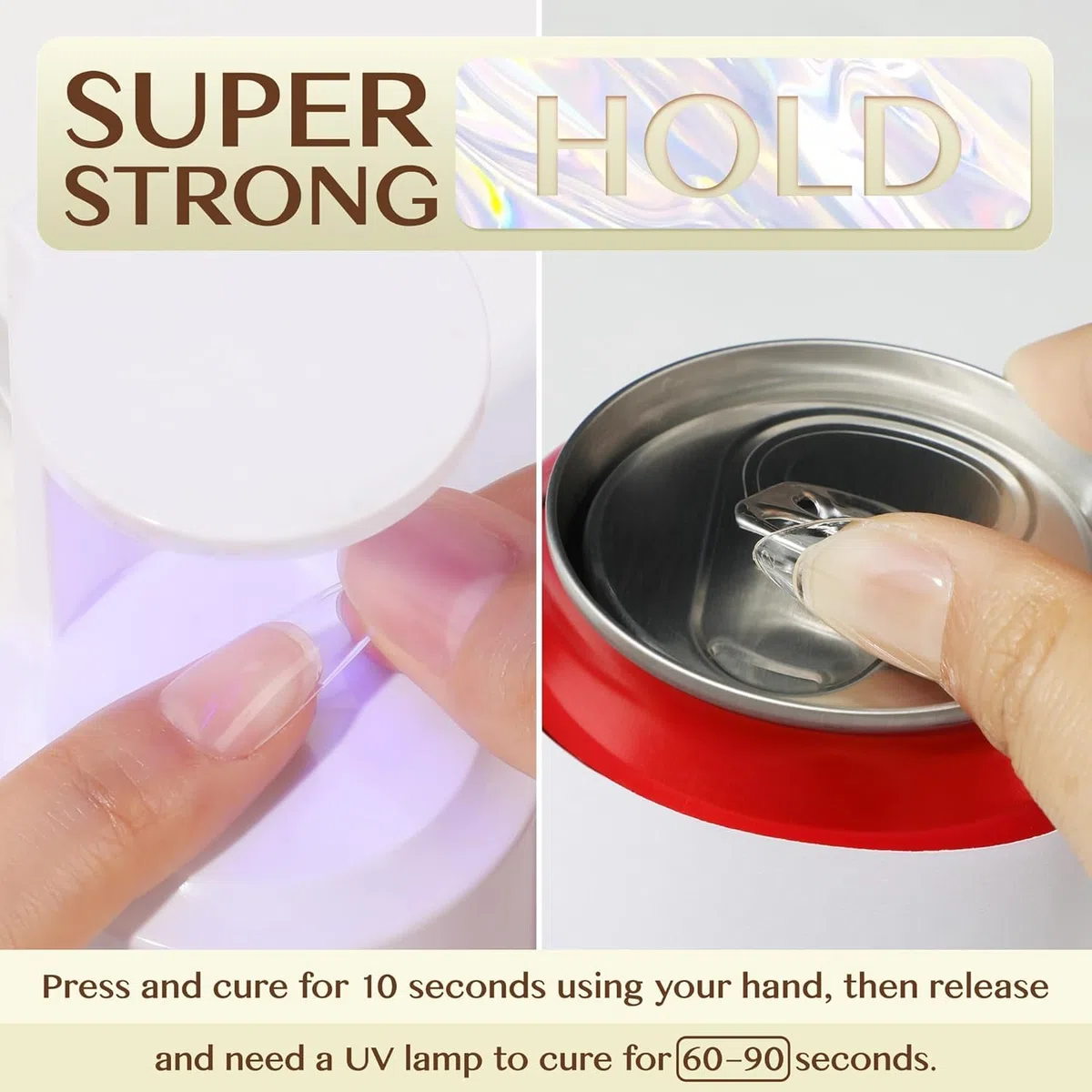 UNA GELLA Colla gel per unghie 6 in 1 per unghie acriliche trasparenti, colla UV da 15 ml, pennello super resistente per base coat, unghie finte trasparenti e punte in gel morbido per polimerizzazione