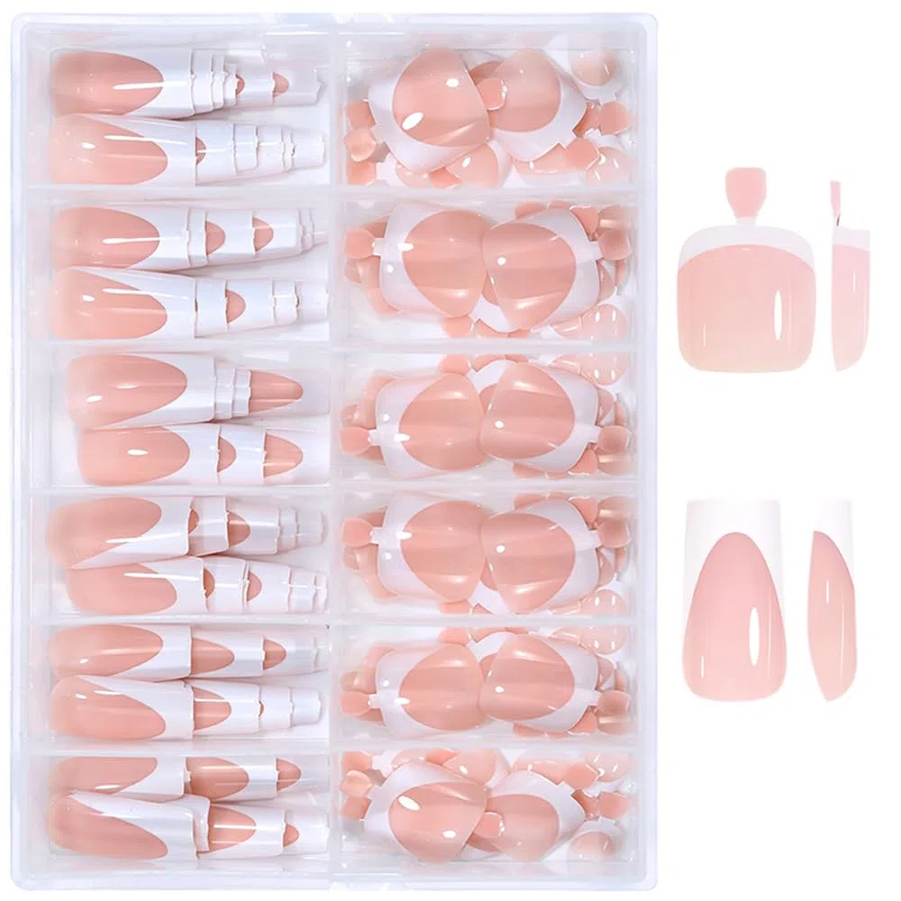 144 PCS Unghie Finte Mani e Piedi Rettangolare Corto Press on Nails Copertura Totale Morbido e Liscio per Donne e Ragazze