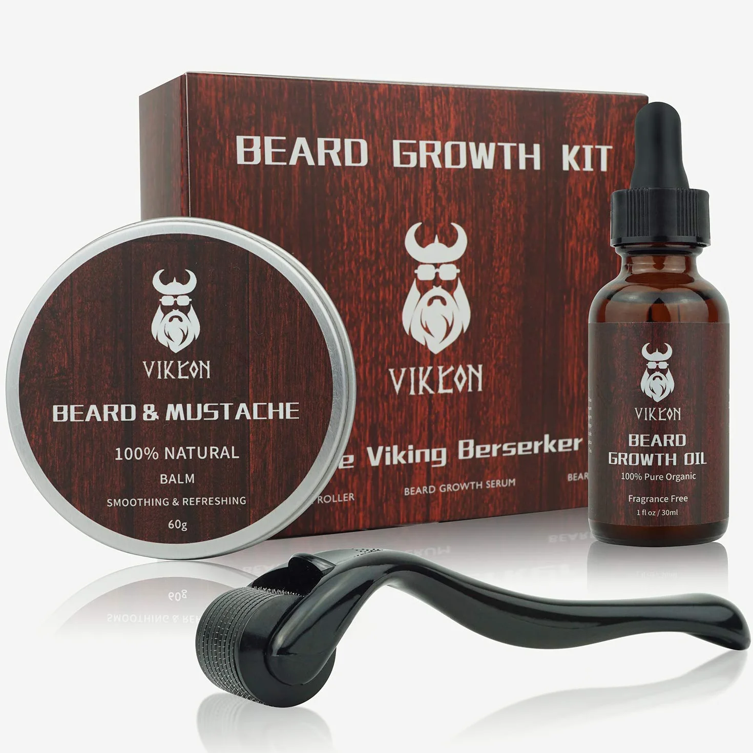 Derma Roller - Kit per la crescita della barba, Dermaroller con 540 aghi, olio di siero per la crescita della barba, balsamo da barba, regalo perfetto per gli uomini