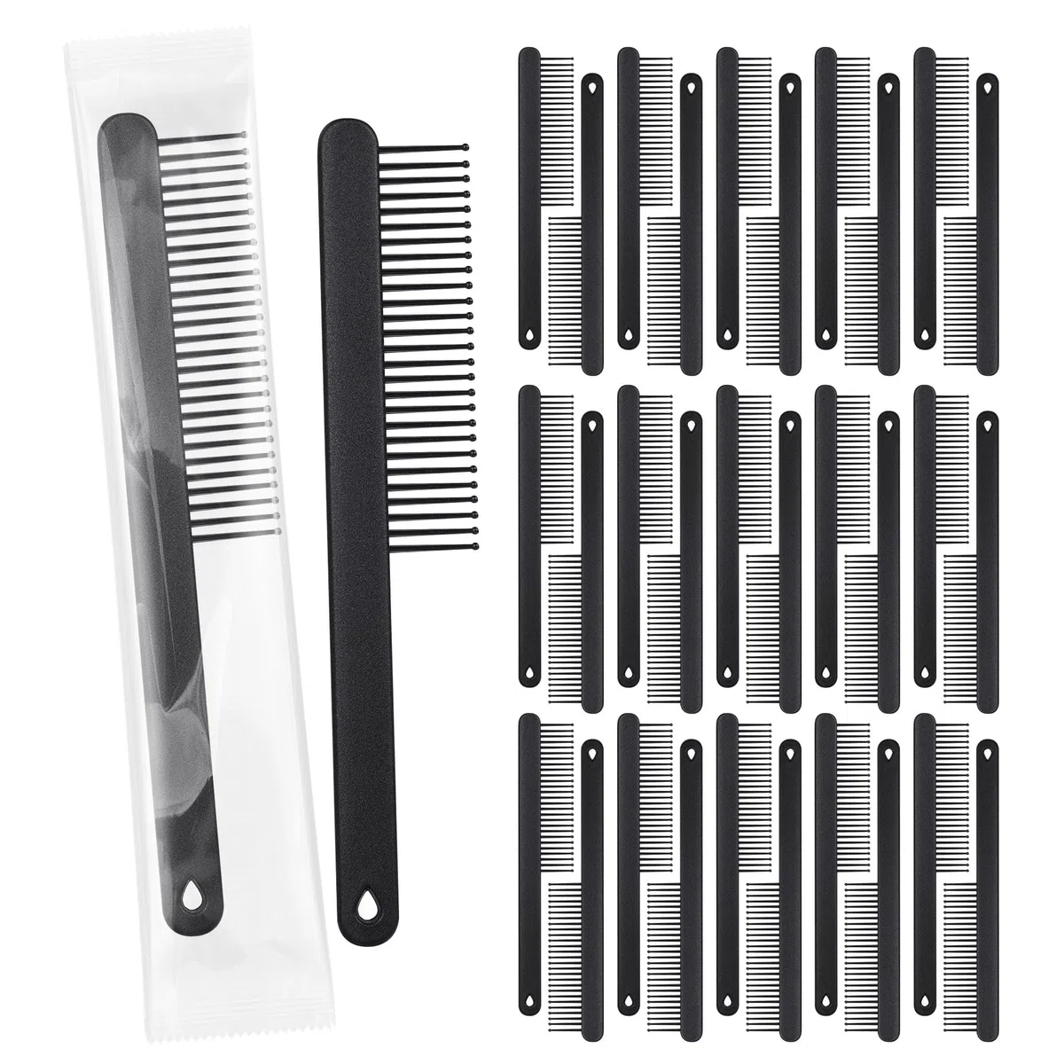 Pettini neri per capelli, semplici e alla moda, adatti per hotel, viaggi, casa, rifugi, senzatetto, case di cura, enti di beneficenza (confezione da 60)