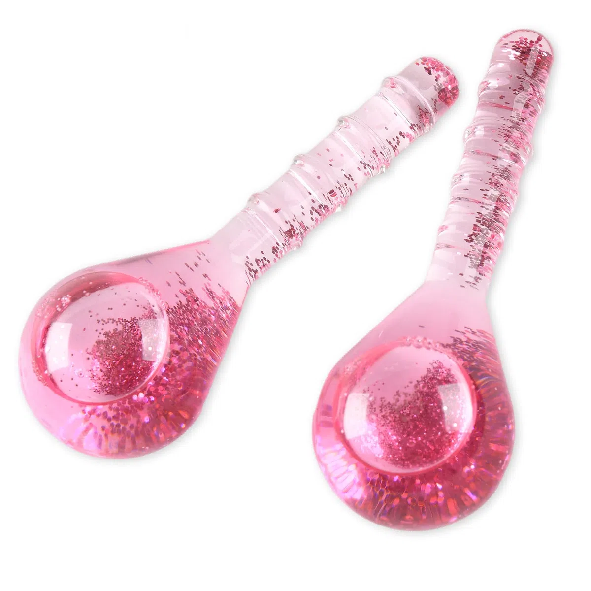 Ice Globes Potenziati, Cryo Stick Ice Globes per Massaggio di Viso Occhi Collo, Sfera di Raffreddamento del Ghiaccio per Ridurre Gonfiore e Occhiaie, Strumento Bellezza Quotidiana, Rosa Glitter