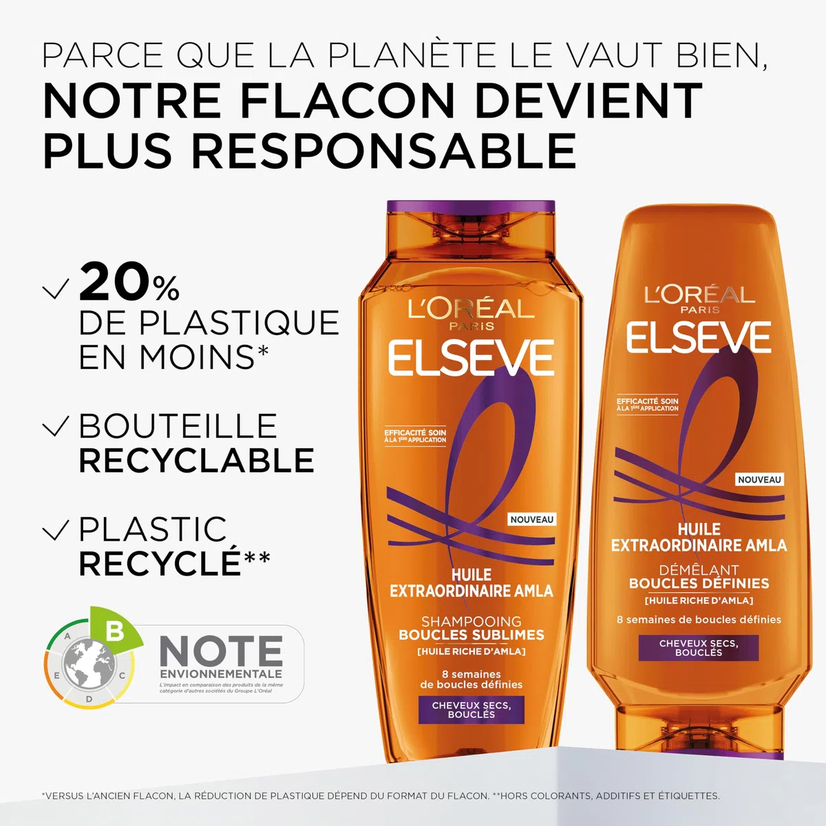 L'Oréal Paris - Routine Nutrition Capelli ricci e molto secchi, riccioli nutriti, arricchito con olio di Amla - 3 prodotti - Shampoo, Districante, Cura Crema Definente - Elseva Olio Straordinario