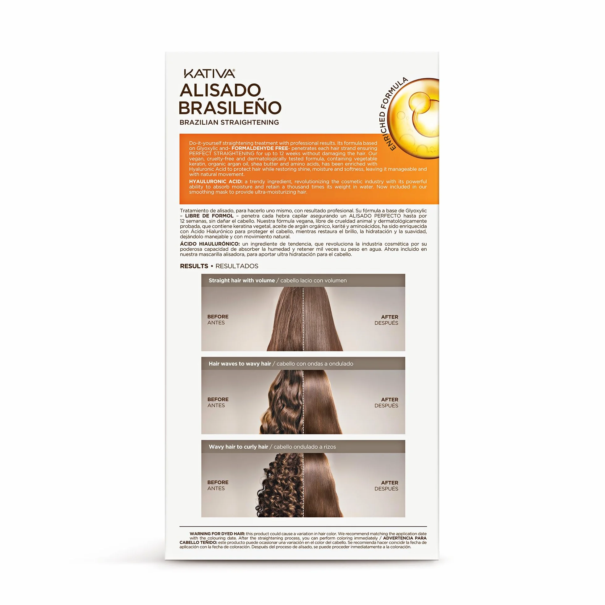 Kativa - Kit lisciante brasiliano (cheratina) con olio di argan e acido ialuronico | Trattamento Lisciante Professionale a Casa - Durata Fino a 12 Settimane - Facile da Applicare | 1 pezzo