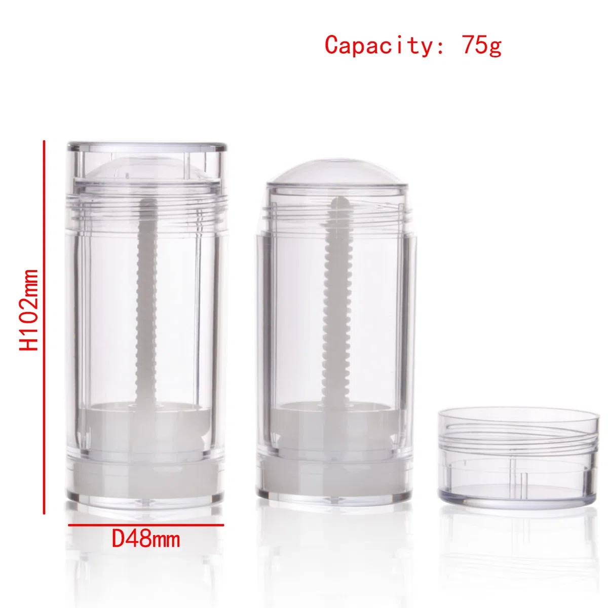 COSIDEA 6 contenitori di deodorante bianchi rotondi vuoti da 75 g / 2,5 once, riempimento fondo, grandi tubetti twist-up per capelli, bottiglia di balsamo per labbra in cera
