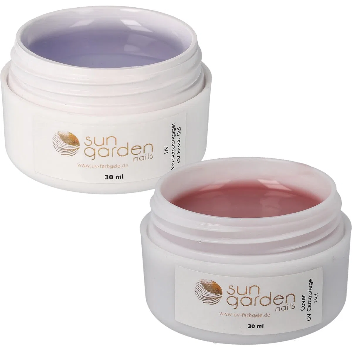 Sun Garden Nails Gel Sigillante UV 30 ml + Gel Cover UV 30 ml - Set di 2 Pezzi per Unghie