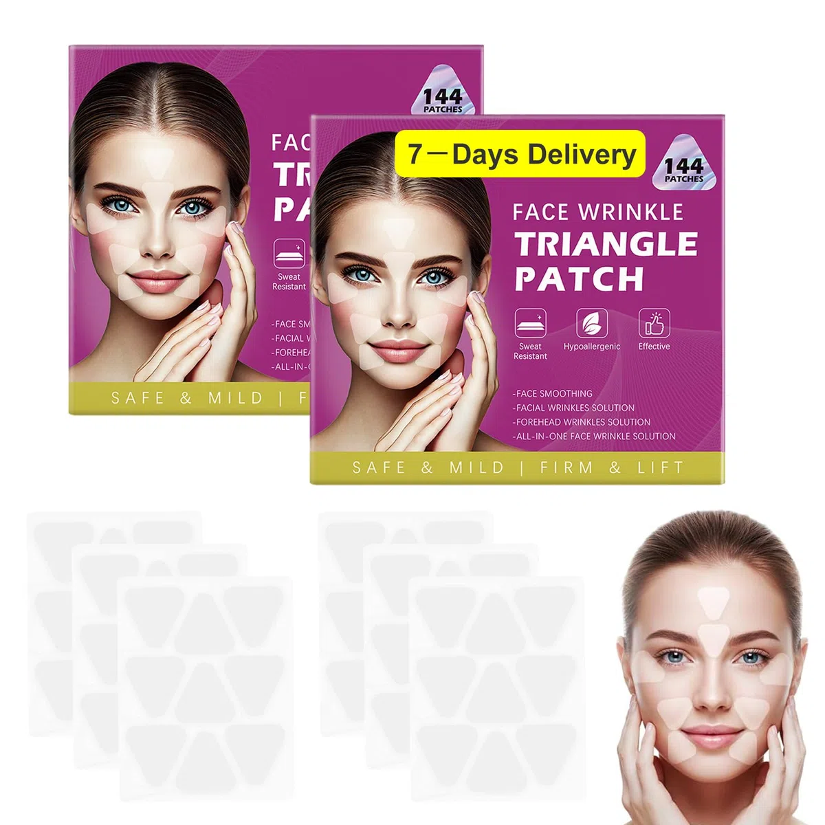 Cerotti Antirughe Patch Fronte Antirughe Cerotti Antirughe Viso Notturni Patch Facciali per Fronte Viso Cerotti Rughe Viso anti-Invecchiamento per Fronte Occhi Bocca Tonifica linee Sottili (2 Scatole)