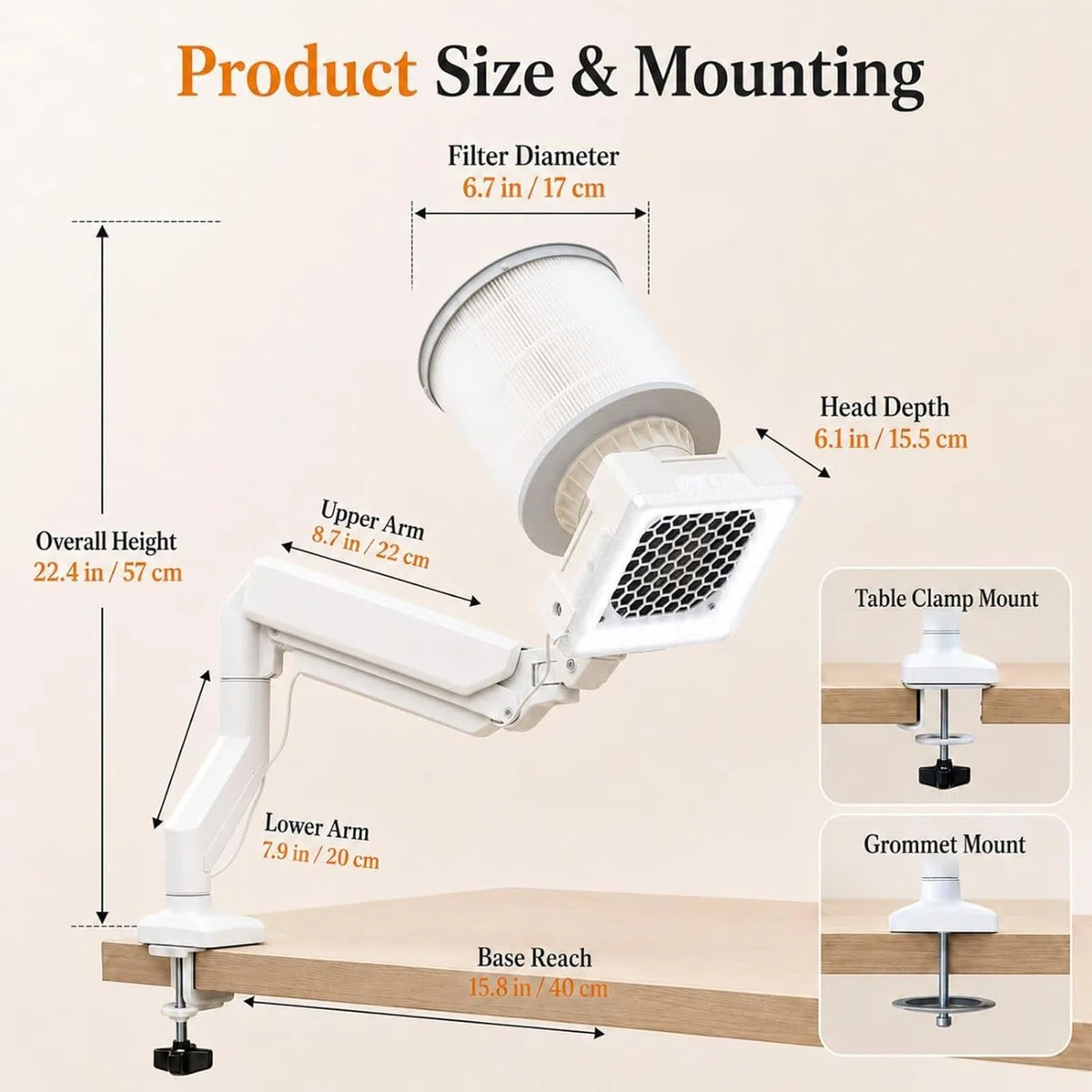 Aspiratore per Polvere Unghie Acriliche, Aspiratore Professionale con Luce LED Integrata, Potente Estrattore 60w, Morsetto Universale da Tavolo E Filtro Riutilizzabile