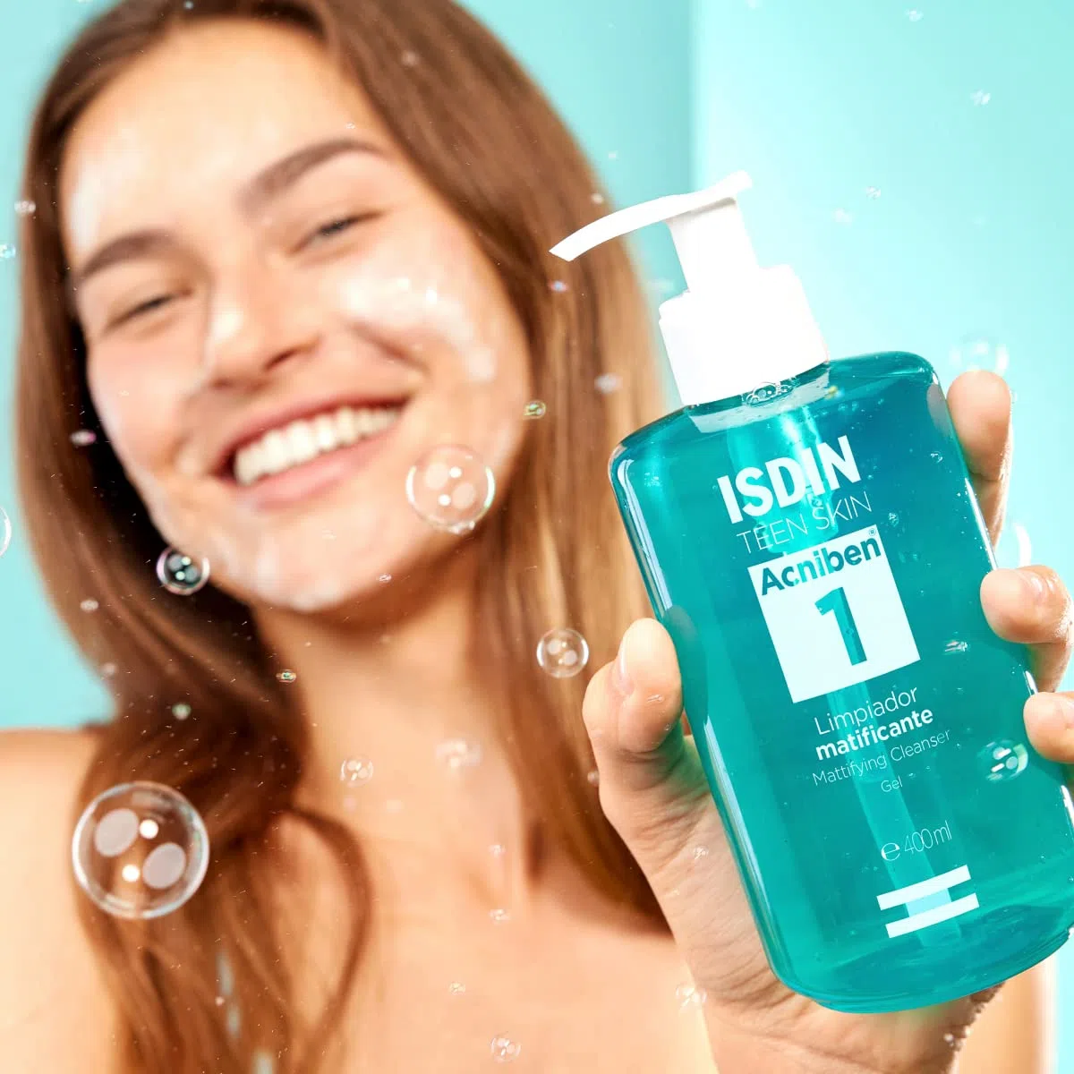ISDIN Acniben Gel Detergente Opacizzante (400 ml) | Gel Viso e Corpo che Purifica la Pelle Grassa a Tendenza Acneica