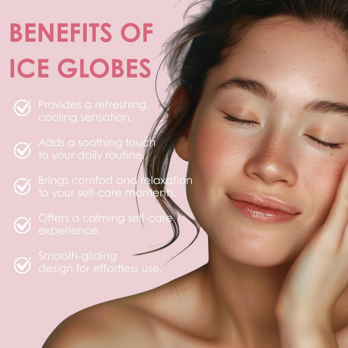 Ice Globes Potenziati, Cryo Stick Ice Globes per Massaggio di Viso Occhi Collo, Sfera di Raffreddamento del Ghiaccio per Ridurre Gonfiore e Occhiaie, Strumento Bellezza Quotidiana, Rosa Glitter