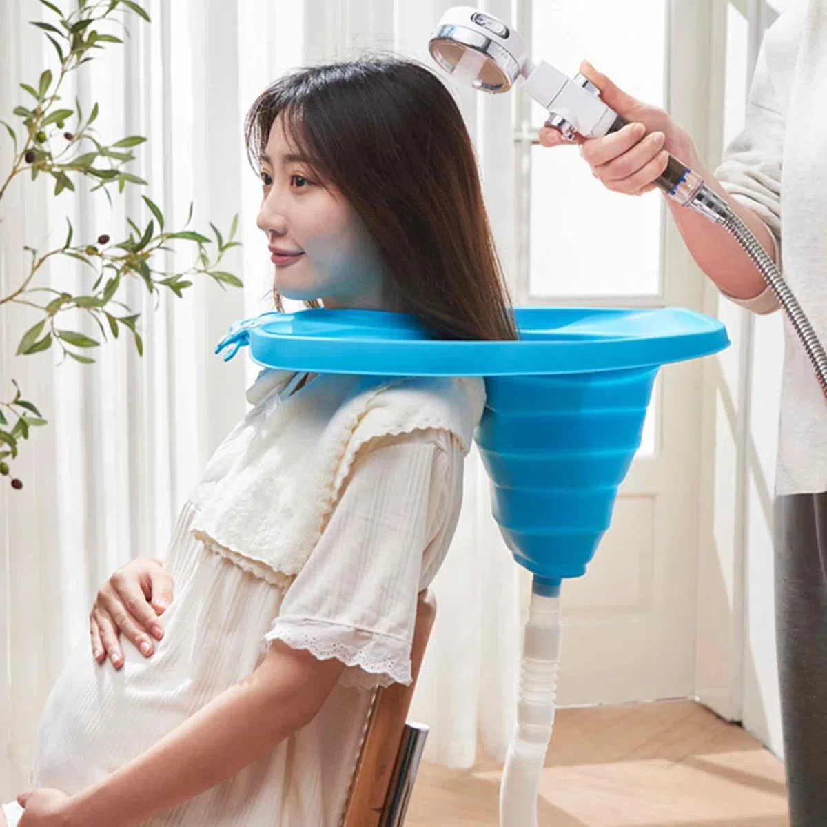 Lavatesta Portatile per Disabili - Lavabo Per Shampoo Pieghevole Con Tracolla Regolabile | Lavandino Per Lavare I Capelli Con Tubo Di Drenaggio | Per Le Donne Incinte, I Bambini Anziani