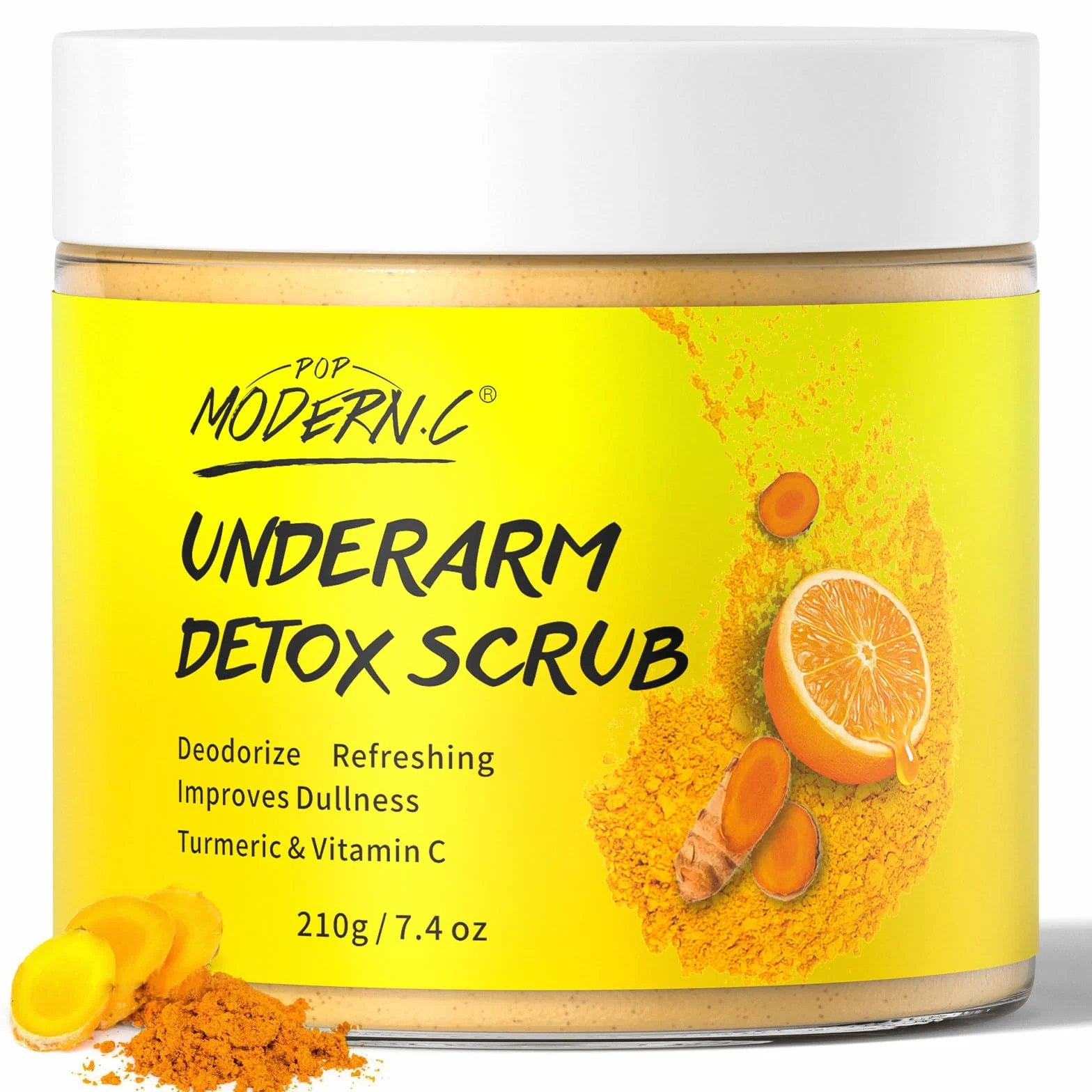 Scrub Detox per le Ascelle con Curcuma e Vitamina C, Rimuovi Macchie scure dalle Ascelle, Deodorante per il Corpo che Uniforma il Tono della Pelle, Scrub Esfoliante per il Corpo per Donne e Uomini