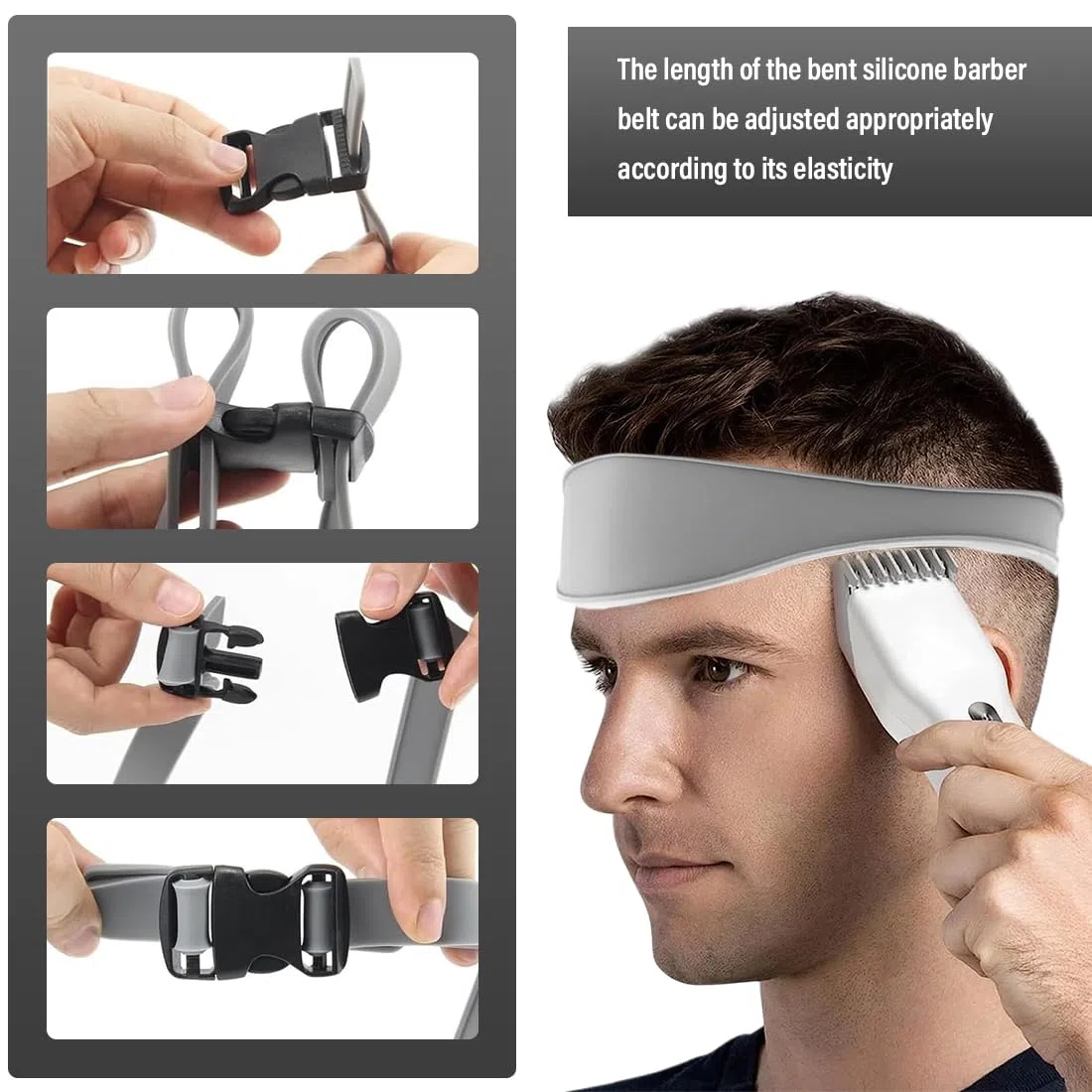 4 Pezzi Sfumatura Capelli Uomo Set, Capelli Uomo Set, Guida per Taglio Capelli in Silicone, Pettine di Posizionamento Curvo, Spazzole per Tinture per Capelli, Tagliare e Tagliare i Capelli Fai da Te
