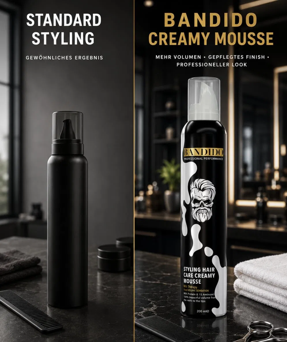 BANDIDO Milk Creamy Styling Hair Care Mousse 200ml - Balsamo per la cura dei capelli - Mousse per volume e look naturale - Schiuma per asciugatura a phon