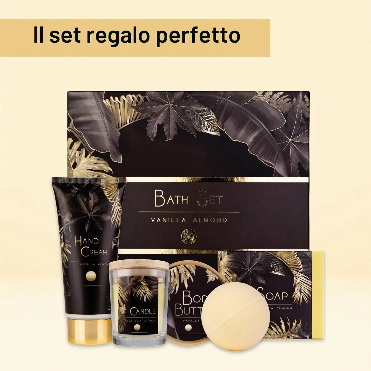 Accentra - Set regalo Donna LUXURY 5 pezzi - Set da bagno regalo con candela profumata, sapone, crema per le mani, burro corpo e bomba da bagno - Set benessere per donne e ragazze per il compleanno