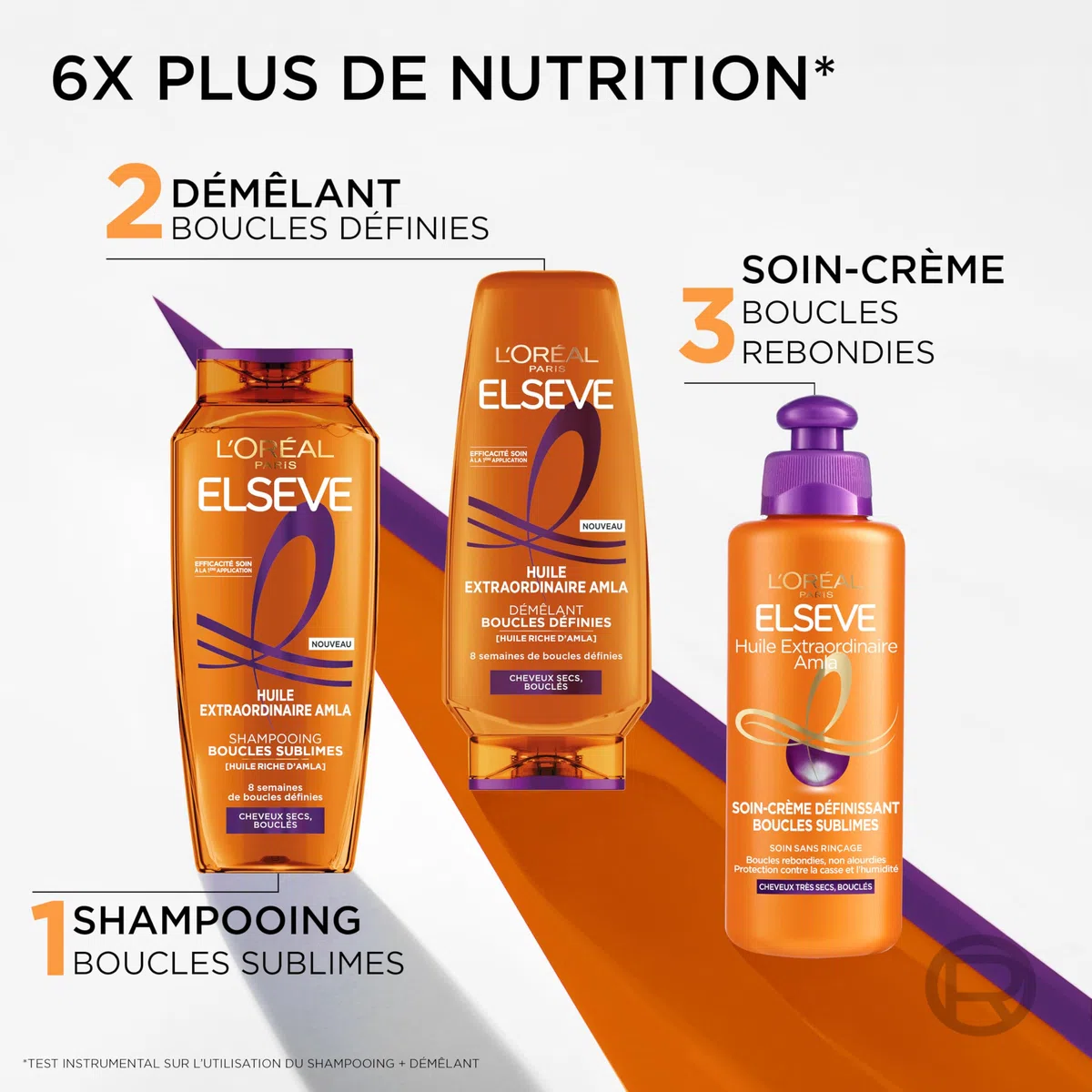 L'Oréal Paris - Routine Nutrition Capelli ricci e molto secchi, riccioli nutriti, arricchito con olio di Amla - 3 prodotti - Shampoo, Districante, Cura Crema Definente - Elseva Olio Straordinario
