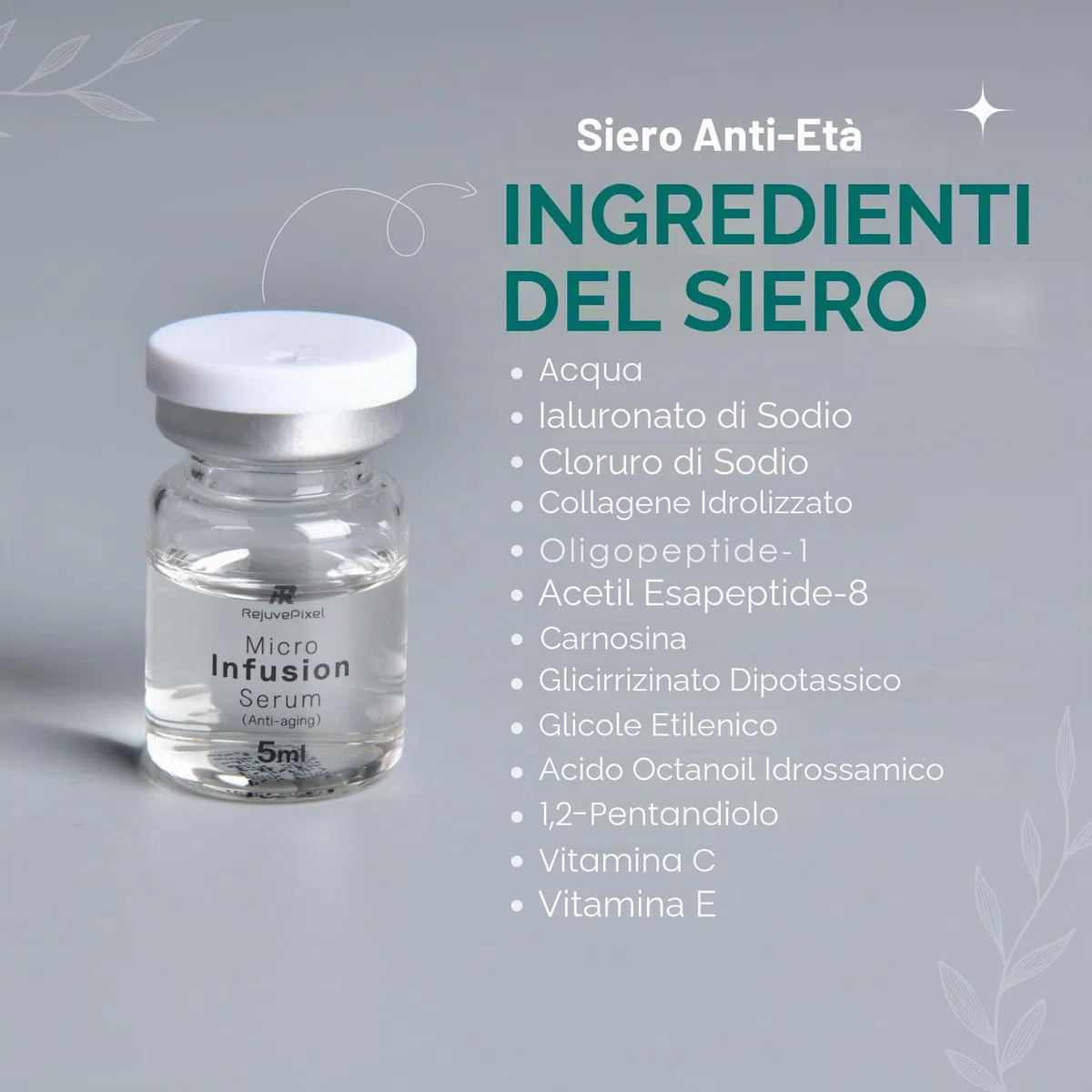 Set di Sistema di Infusione con Microneedling, incluso Hydra Needle da 0,5 mm 1 pezzo, 2 Testine di Ricambio e 3 Fiale di Siero Anti-Invecchiamento da 5 ml, Trattamento Anti-Invecchiamento