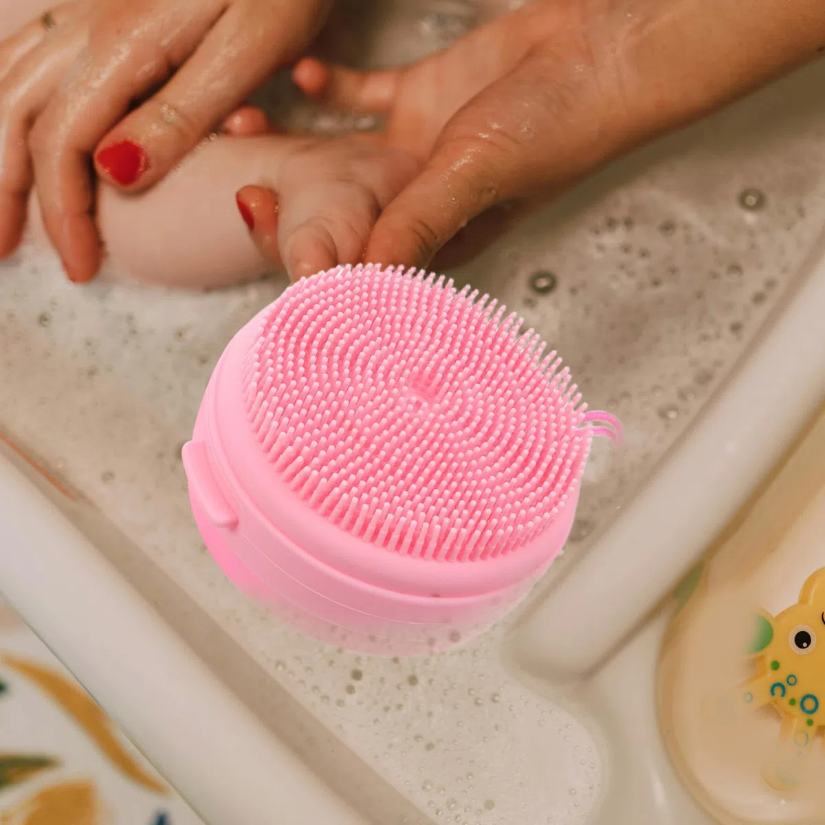 Handso Porta Saponetta Scrubber Corpo Silicone in 2 Pezzi, Spazzola da Bagno Multifunzionale Esfoliante in Silicone Copertura Protettiva per Uso Doccia e All'aperto