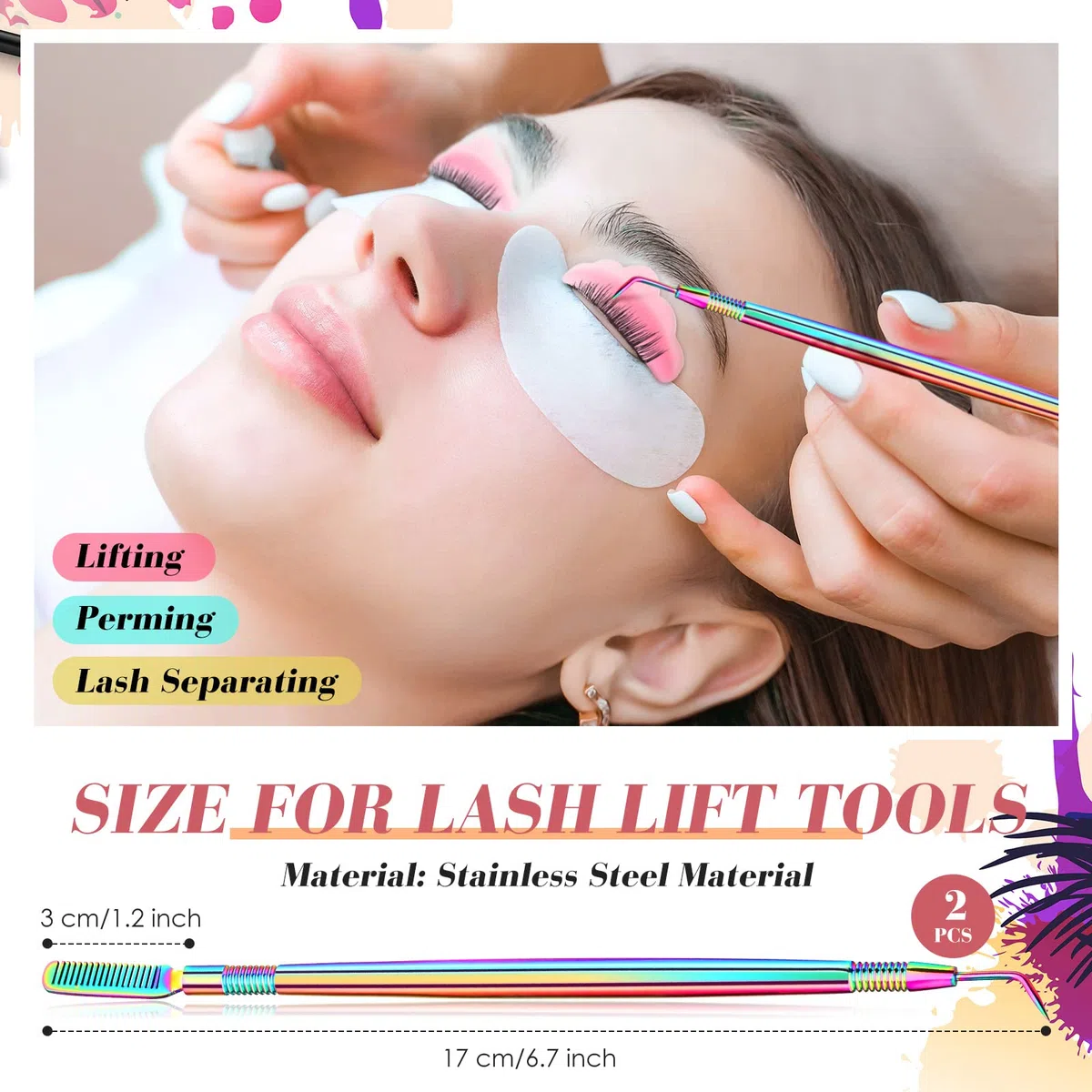 Kit per lash Lift, 232 Pezzi, con 50 astine in Silicone, 2 Strumenti separa Ciglia, 100 Micro tamponi, 50 pennelli per Mascara in Cristallo e 30 Coppie di Pad per Estensioni