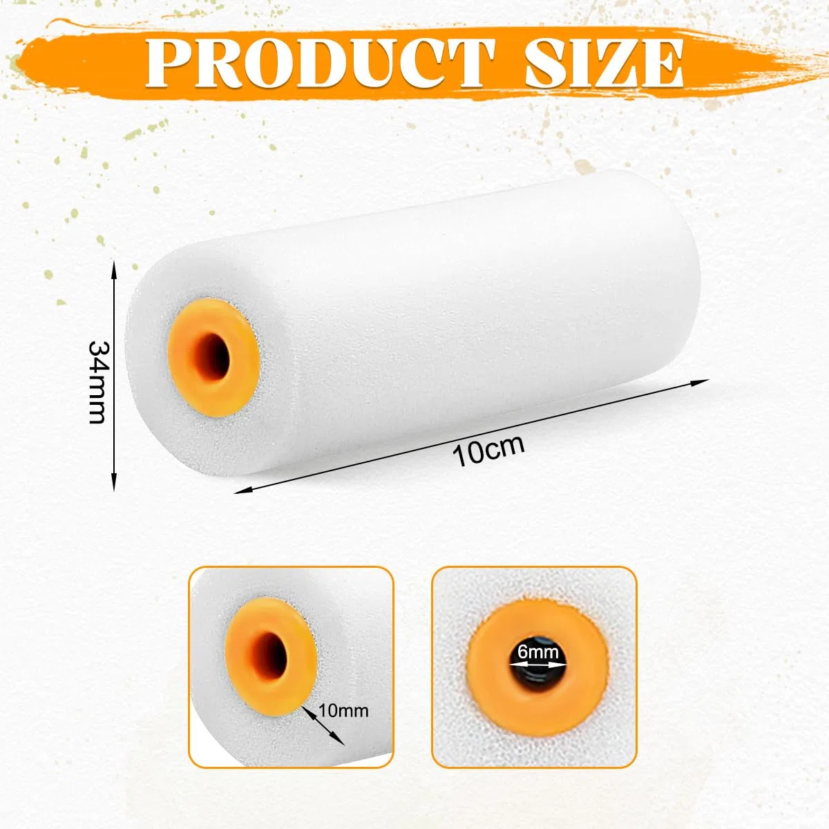 10 Pz Rullo di Vernice in Schiuma da 4 Pollici,Rulli in Schiuma per Pittura Pareti,Rullo in Spugna per Dipingere per Pitturare Legno e Metallo, Davanzali, Battiscopa, Porte