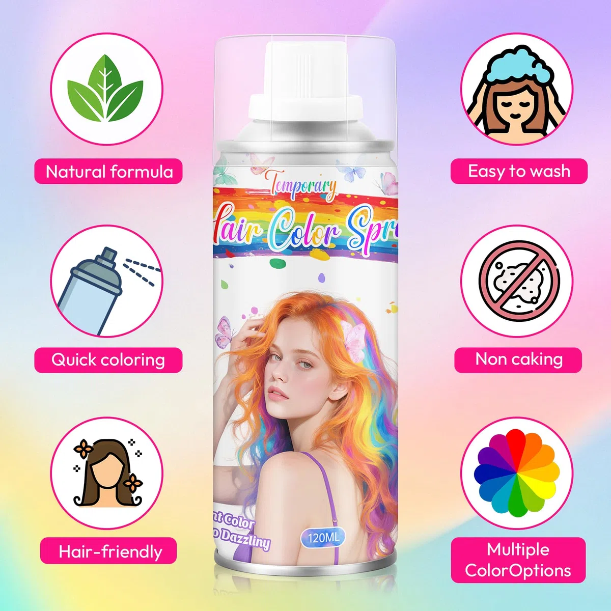 Spray per Capelli Temporaneo Bianco Puro - Colore per Effetti Artistici, Personaggi da Anime, Fata delle Nevi e Tema Fantasy per Cosplay e Halloween (120 ml)