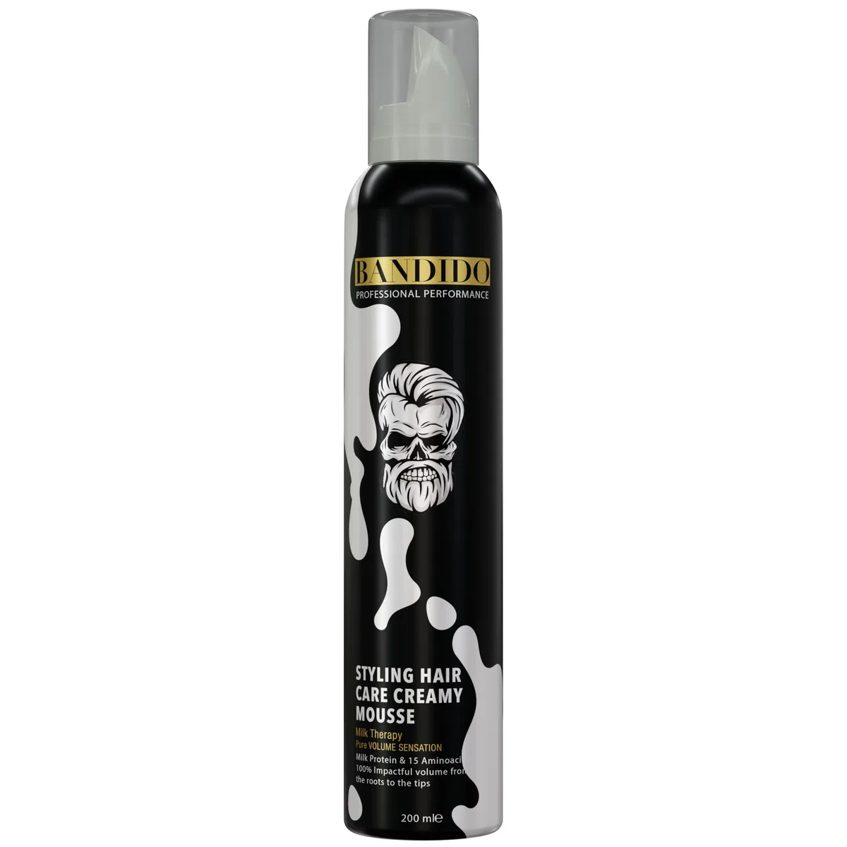 BANDIDO Milk Creamy Styling Hair Care Mousse 200ml - Balsamo per la cura dei capelli - Mousse per volume e look naturale - Schiuma per asciugatura a phon