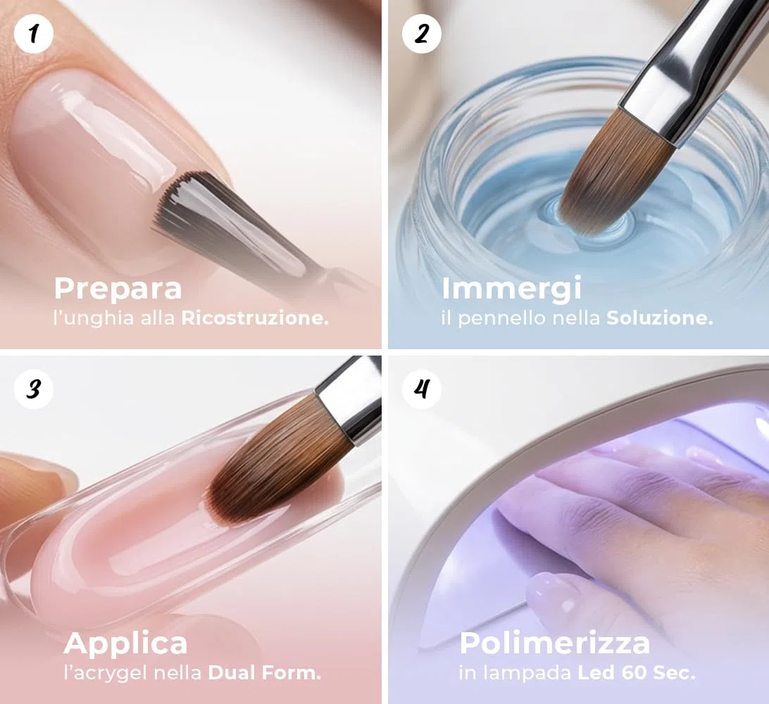 Benail | Acrigel per unghie 60ml. Ricostruzione Unghie, gel unghie, Polygel Acrigel con Dual Form, Gel Ricostruzione Unghie e antigraffio, antigiallo, HEMA Free TPO Free fino a 5 settimane (Latte)