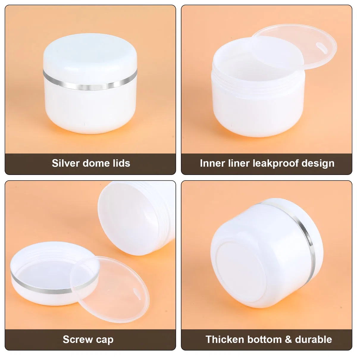 15 Pezzi 50ml Contenitori Cosmetici Riutilizzabile Plastica, Crema Barattoli Vasetto Vuoto di Bordo, Barattolini Cosmetici, con Cucchiaio Raschiatore, Etichetta per Lozioni e Creme