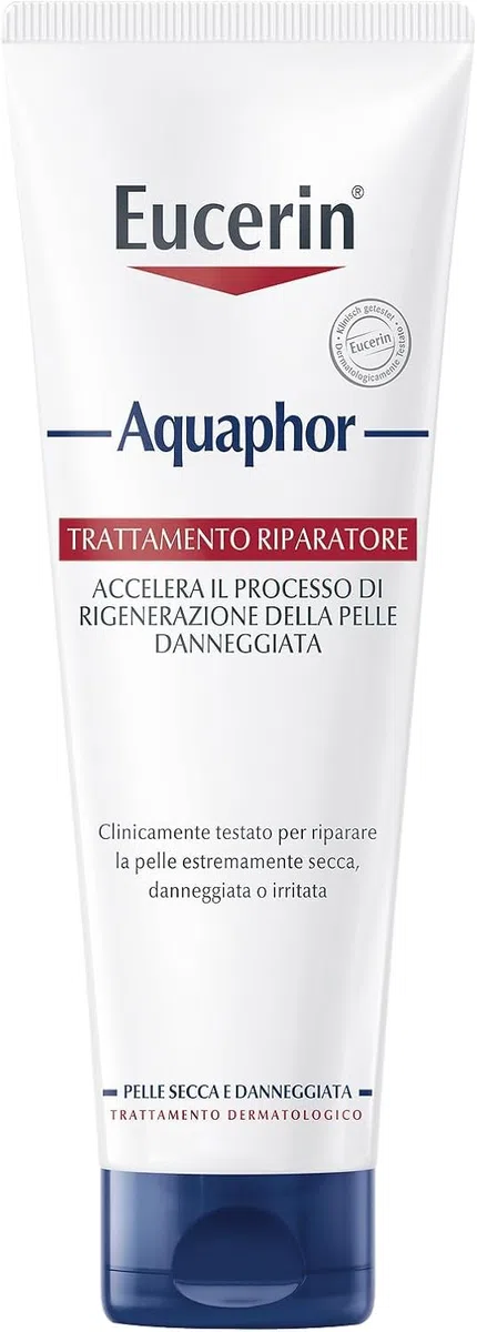 Eucerin Aquaphor Trattamento Riparatore 220 ml, Crema idratante corpo e viso per favorire il processo di guarigione,, Crema corpo idratante pelle secca e screpolata senza profumo