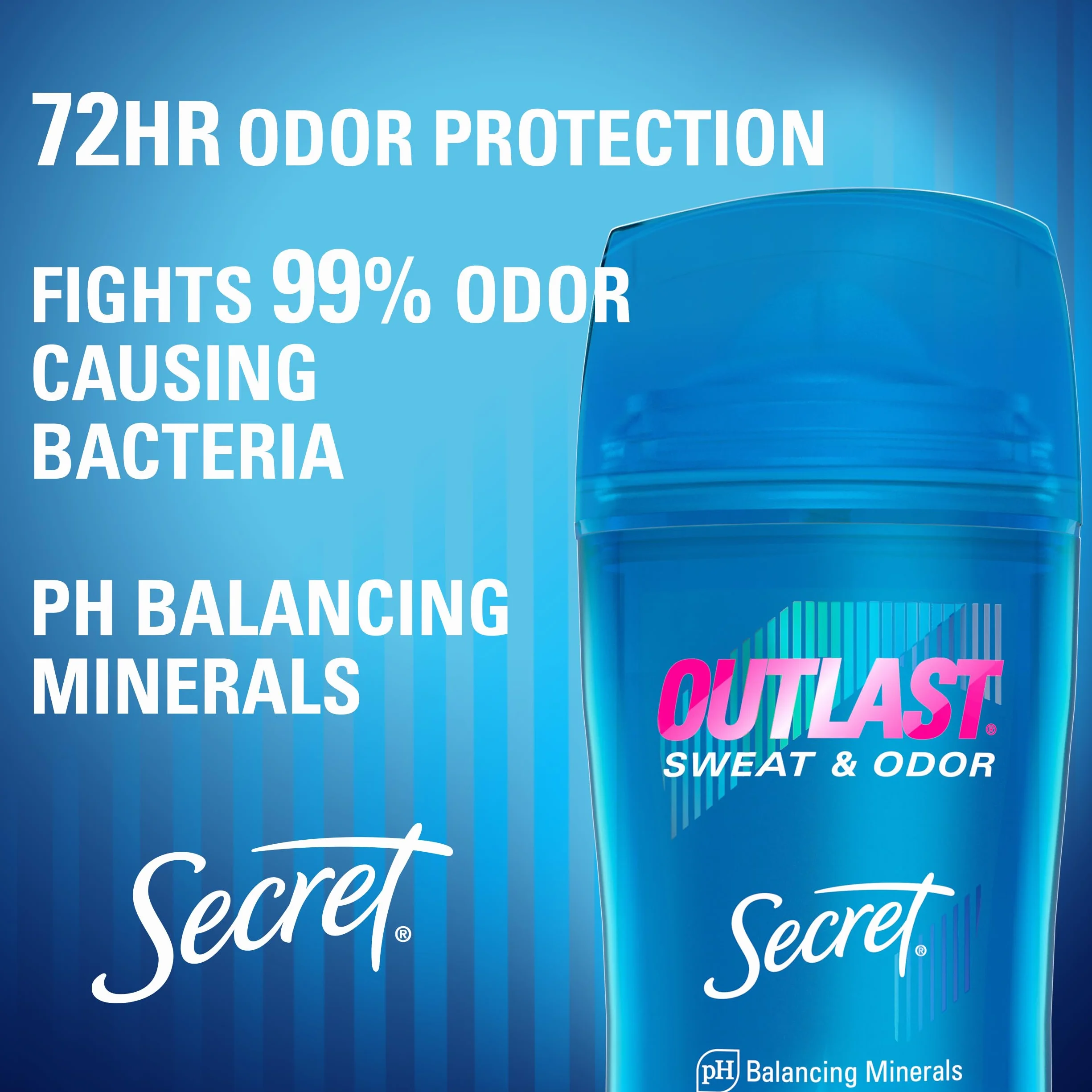 Secret Outlast Completely Clean Scent Women's Invisible Solid Antiperspirant & Deodorant 2.6 Oz by Secret