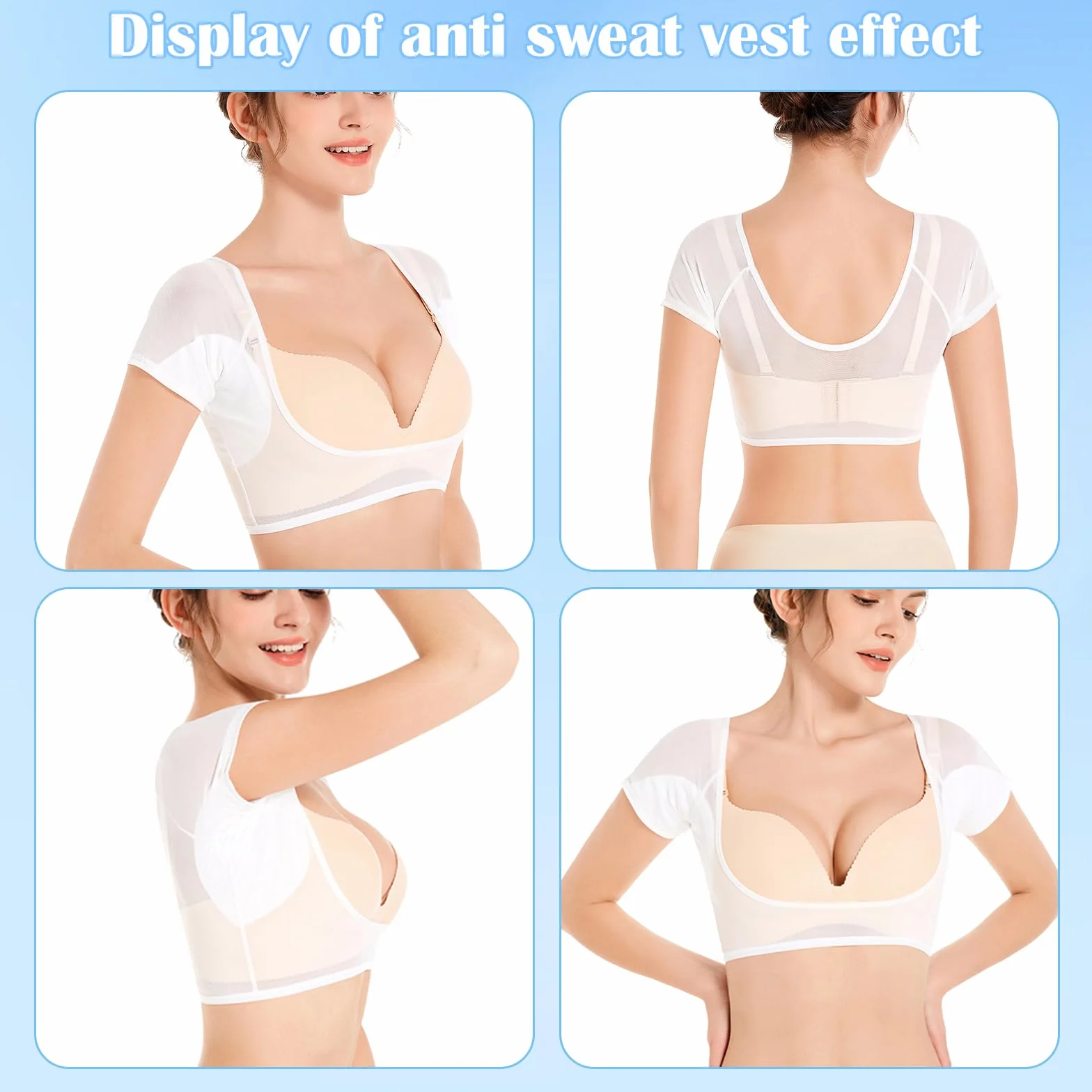 3 Pezzi Ascella Scudo Ascella Pads, Gilet Ascella Protezione Sudore Tamponi Sudore Cuscinetti per Ascelle Tamponi Antitraspirante Riutilizzabili, Protezioni sotto Le Ascelle per Donna (L)
