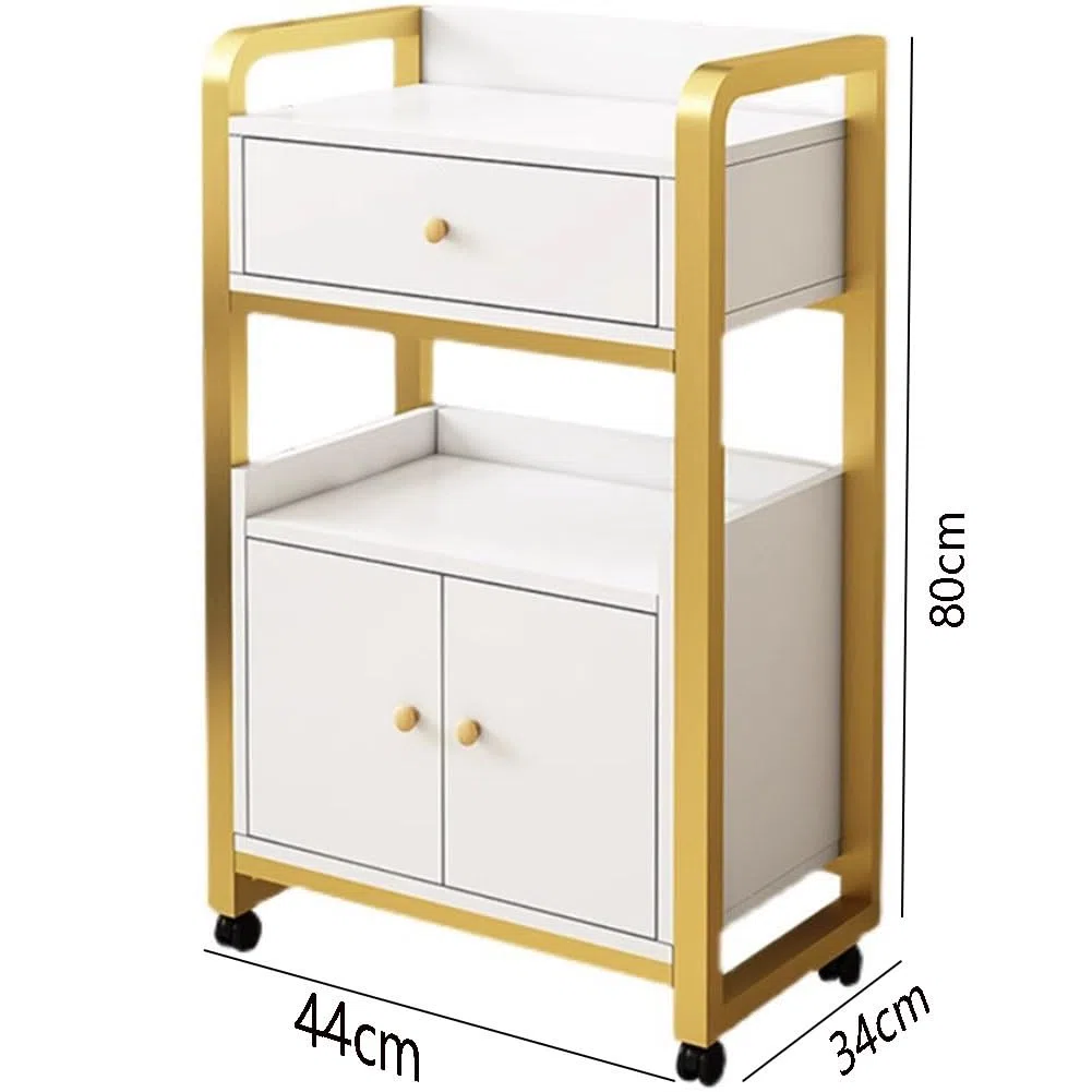 Carrello da parrucchiere con armadio portaoggetti e armadietto di bellezza mobile per attrezzature spa.