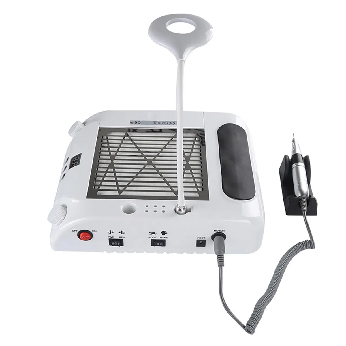 Aspirapolvere per Unghie, Trapano elettrico for unghie da 108 W 30000 giri/min Aspirapolvere for polvere for unghie Illuminazione a LED 54 Lampada UV a LED 6 in 1 Lima for unghie elettrica per Studio
