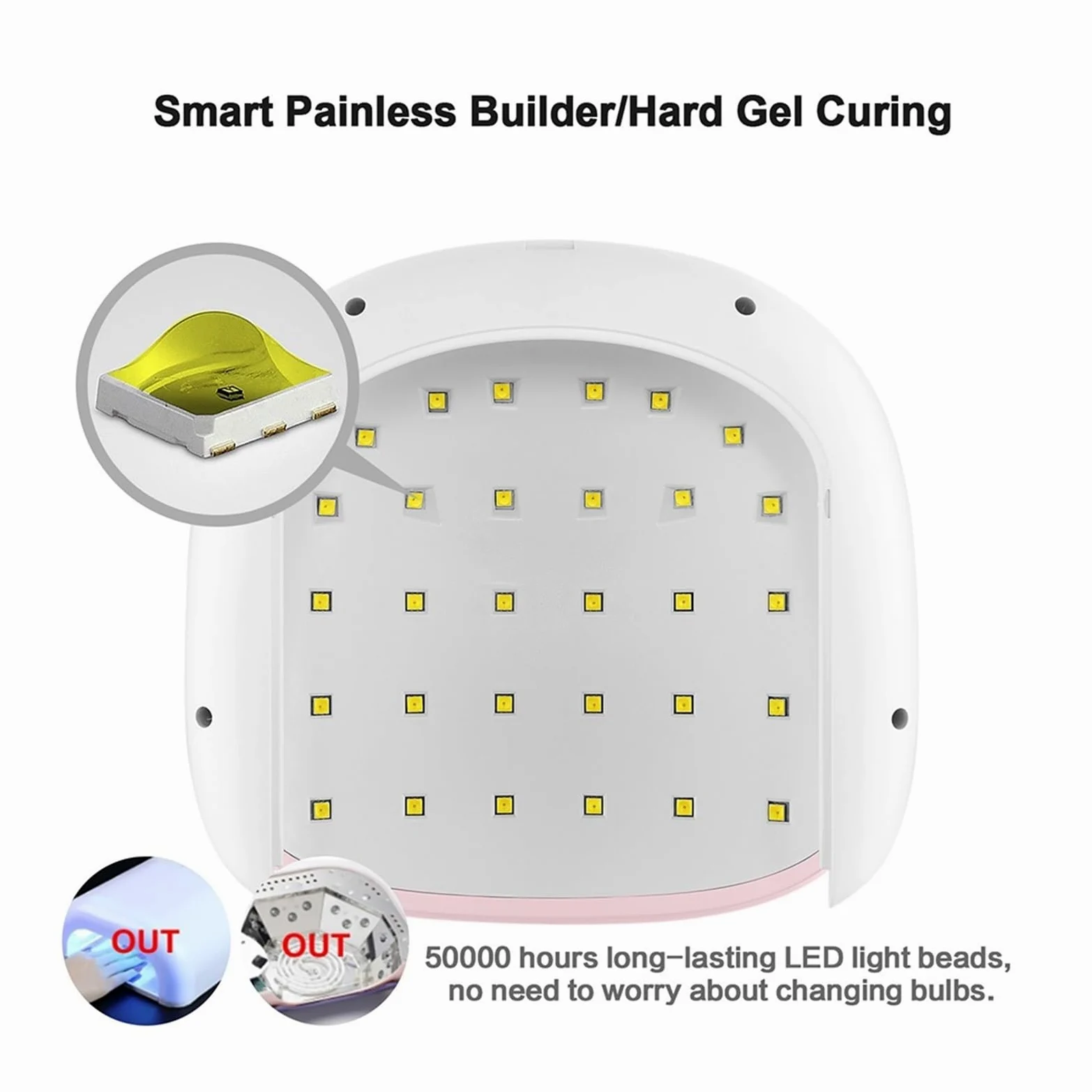 Lampada per Unghie a LED Lampada per Unghie 48W UV LED Asciugatore per Unghie per la polimerizzazione dei gel Smalto con Sensore Intelligente per Manicure Attrezzature per Saloni di Arte della Luce